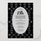 25e bruiloft Jubileum Elegant Modern Silver Folie Uitnodiging (Voorkant)