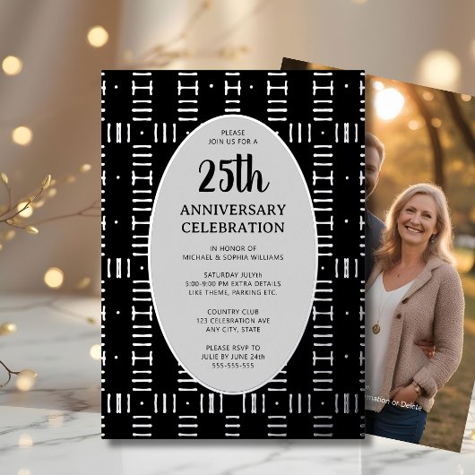 25e bruiloft Jubileum Elegant Modern Silver Folie Uitnodiging