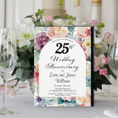 25e bruiloft Jubileum Elegant Script Floral Kaart
