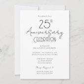 25e bruiloft Jubileum Elegant Script Invitation Kaart (Voorkant)