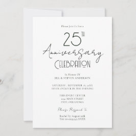 25e bruiloft Jubileum Elegant Script Invitation Kaart
