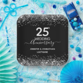 25e bruiloft Jubileum Faux Glitter Papieren Bordje (Feest)