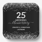 25e bruiloft Jubileum Faux Glitter Papieren Bordje (Voorkant)