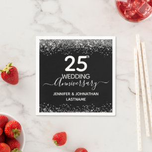 25e bruiloft Jubileum Faux Glitter Servet