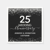 25e bruiloft Jubileum Faux Glitter Servet (Voorkant)