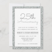25e bruiloft Jubileum Faux Silver Glitter Kaart (Voorkant)
