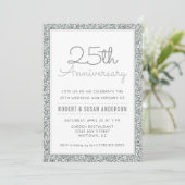 25e bruiloft Jubileum Faux Silver Glitter Kaart (Staand voorkant)