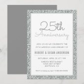 25e bruiloft Jubileum Faux Silver Glitter Kaart (Voorkant / Achterkant)