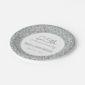 25e bruiloft Jubileum Faux Silver Glitter Papieren Bordje (Gekanteld)
