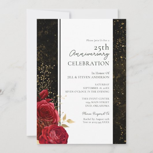 25e bruiloft Jubileum Floral Budget Invitation Kaart (Voorkant)