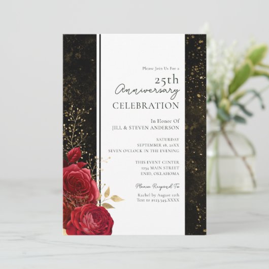 25e bruiloft Jubileum Floral Budget Invitation Kaart (Staand voorkant)