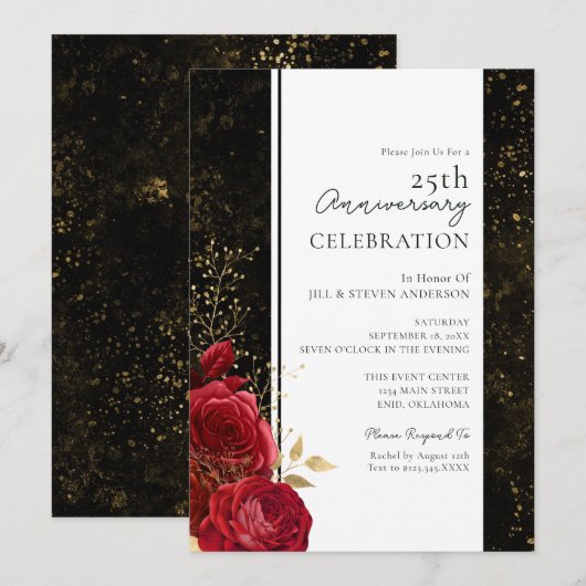 25e bruiloft Jubileum Floral Budget Invitation Kaart (Voorkant / Achterkant)