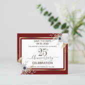 25e bruiloft Jubileum Floral Save the Date (Staand voorkant)