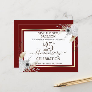 25e bruiloft Jubileum Floral Save the Date