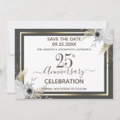 25e bruiloft Jubileum Floral Save the Date Kaart (Voorkant)