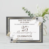 25e bruiloft Jubileum Floral Save the Date Kaart (Staand voorkant)