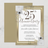 25e bruiloft Jubileum Floral Uitnodiging (Voorkant / Achterkant)