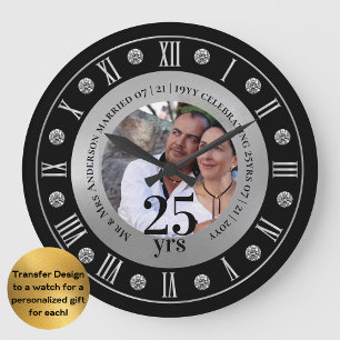 25e bruiloft Jubileum FOTO Gift Silver Jubilee Grote Klok