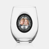 25e bruiloft Jubileum Foto Namen Datum Wijnglas Zonder Voet (Voorkant)