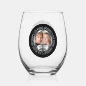 25e bruiloft Jubileum Foto Namen Datum Wijnglas Zonder Voet (Achterkant)