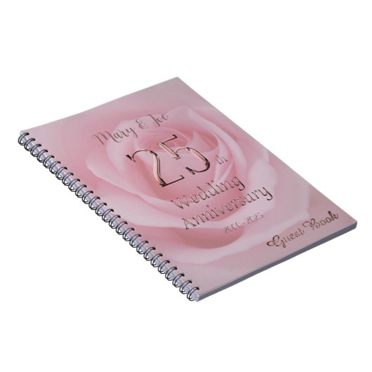 25e bruiloft Jubileum gastboek roze Rose Notitieboek (Rechterzijde)