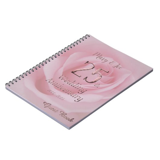 25e bruiloft Jubileum gastboek roze Rose Notitieboek (Linkerzijde)