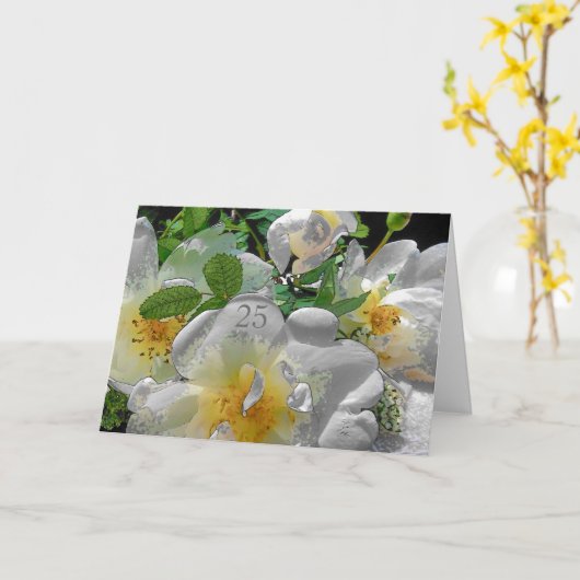25e bruiloft Jubileum - Gefeliciteerd Kaart (Gele Bloem)