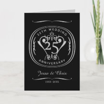 25e bruiloft Jubileum gevouwen Wenskaart