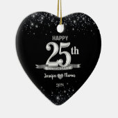 25e bruiloft Jubileum Glitter Silver Custom Keramisch Ornament (Rechts)