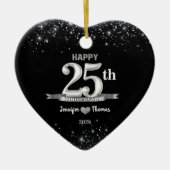 25e bruiloft Jubileum Glitter Silver Custom Keramisch Ornament (Voorkant)