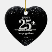 25e bruiloft Jubileum Glitter Silver Custom Keramisch Ornament (Achterkant)