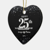 25e bruiloft Jubileum Glitter Silver Custom Keramisch Ornament (Links)
