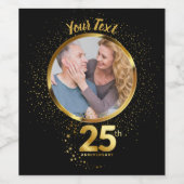 25e bruiloft Jubileum gouden sprankeling Wijn Etiket (Enkel label)