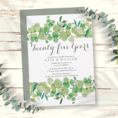 25e bruiloft Jubileum Greenery Floral Kaart