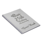 25e bruiloft Jubileum Guest Book Silver Grey Notitieboek (Rechterzijde)