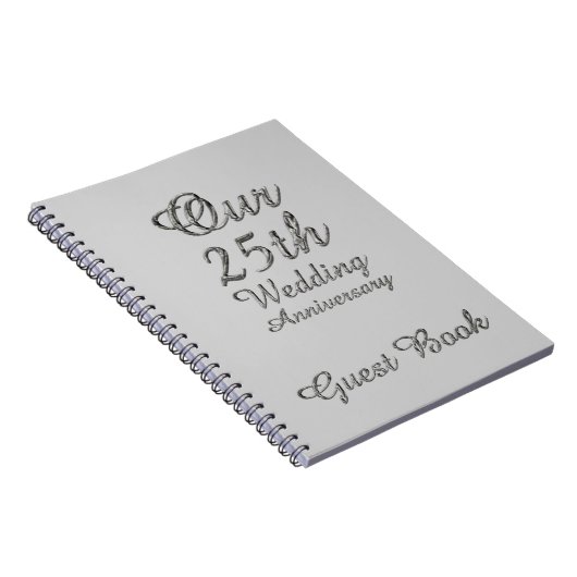 25e bruiloft Jubileum Guest Book Silver Grey Notitieboek (Rechterzijde)