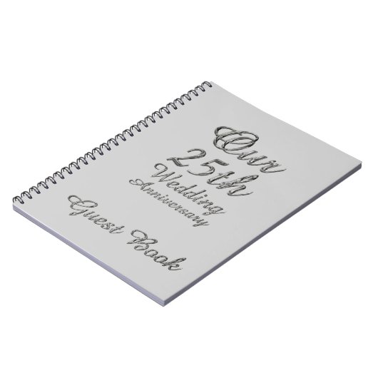 25e bruiloft Jubileum Guest Book Silver Grey Notitieboek (Linkerzijde)