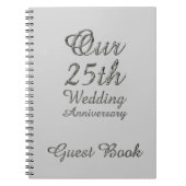 25e bruiloft Jubileum Guest Book Silver Grey Notitieboek (Voorkant)