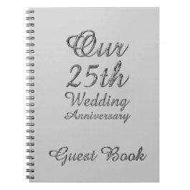 25e bruiloft Jubileum Guest Book Silver Grey Notitieboek