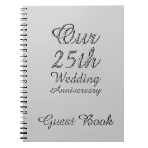 25e bruiloft Jubileum Guest Book Silver Grey Notitieboek
