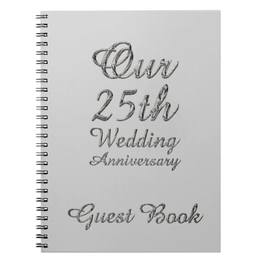 25e bruiloft Jubileum Guest Book Silver Grey Notitieboek (Voorkant)