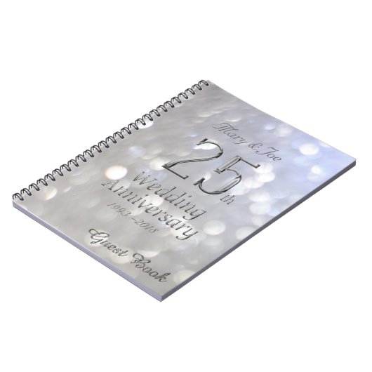 25e bruiloft Jubileum Guest Book Silver Grey Notitieboek (Linkerzijde)