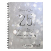 25e bruiloft Jubileum Guest Book Silver Grey Notitieboek (Voorkant)