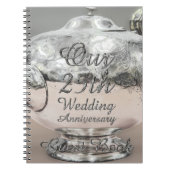 25e bruiloft Jubileum Guest Book Silver Teapot Notitieboek (Voorkant)