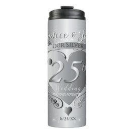 25e bruiloft Jubileum hart Thermosbeker