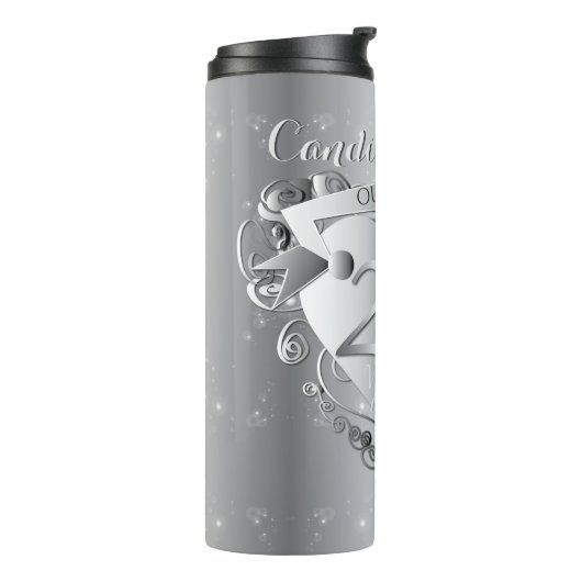 25e bruiloft Jubileum hart Thermosbeker (Gedraaid links)