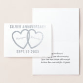 25e bruiloft Jubileum harten zilveren folie Kaart (Display)