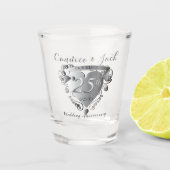 25e bruiloft Jubileum Heart Shot glass Shot Glas (Voorkant)