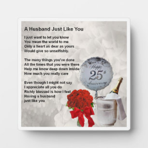 25e bruiloft Jubileum Husband Poem Plaque Fotoplaat