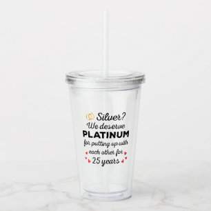 25e bruiloft Jubileum I - Silver Funny Couple Acryl Drinkbeker